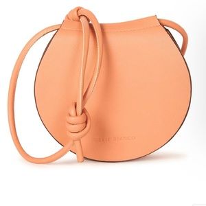 Melie Bianco Peach Vegan Leather Saddle Crossbody Purse